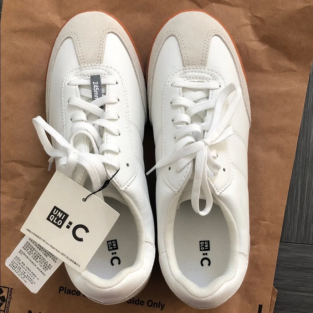 Brand New Uniqlo White and Tan Unisex Sneakers - Picture 3 of 6